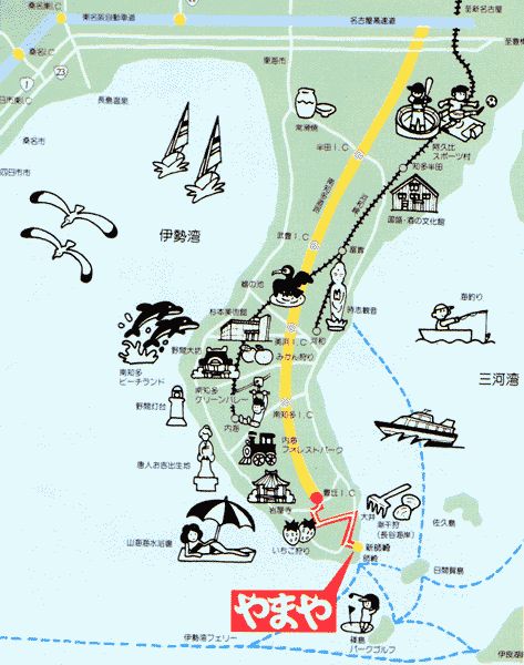 観光ホテル　やまや＜愛知県＞への概略アクセスマップ