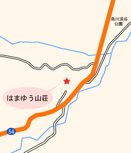 倉渕川浦温泉　はまゆう山荘への概略アクセスマップ