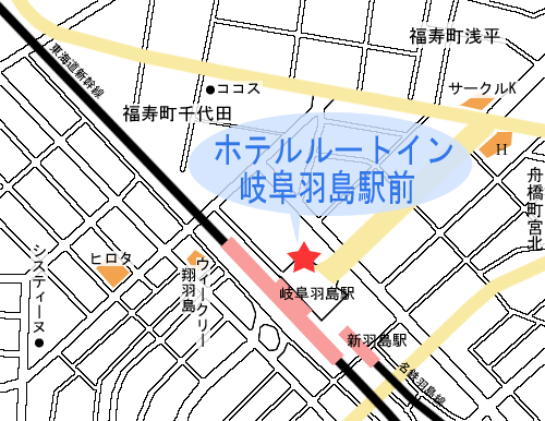 ホテルルートイン　岐阜羽島駅前への概略アクセスマップ