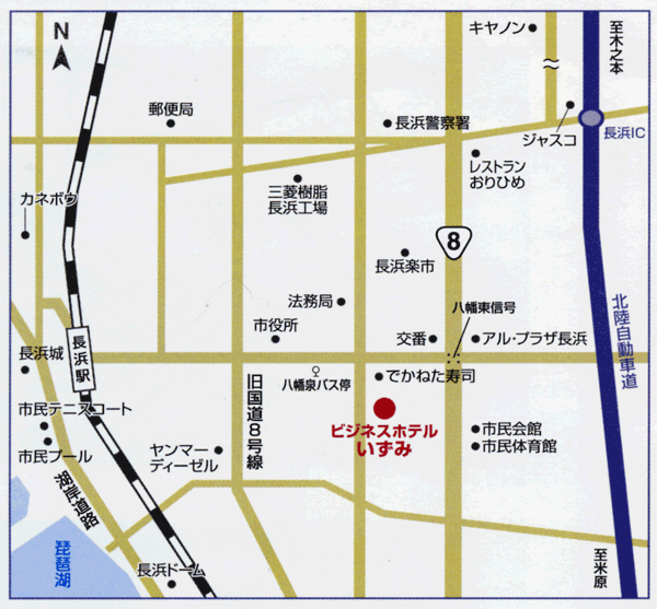 ビジネスホテル　いずみ＜滋賀県＞への概略アクセスマップ
