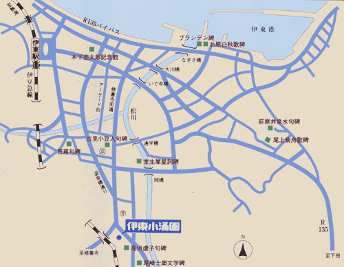 伊東温泉　伊東小涌園への概略アクセスマップ