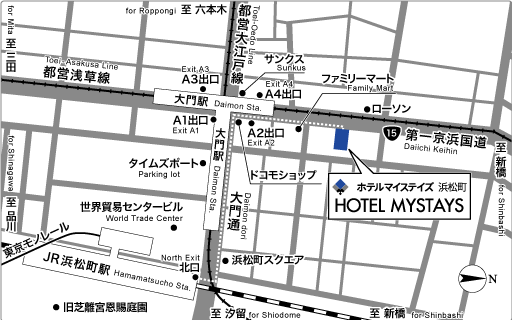 ホテルマイステイズ浜松町への概略アクセスマップ