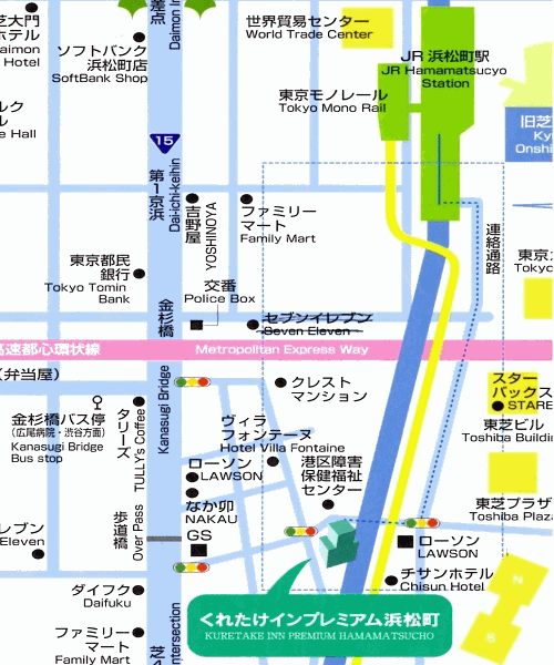 くれたけインプレミアム浜松町への概略アクセスマップ