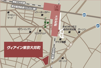 ヴィアイン東京大井町（ＪＲ西日本グループ）への概略アクセスマップ