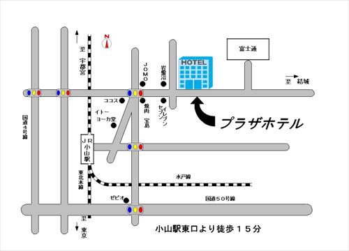 プラザホテル＜栃木県＞への概略アクセスマップ