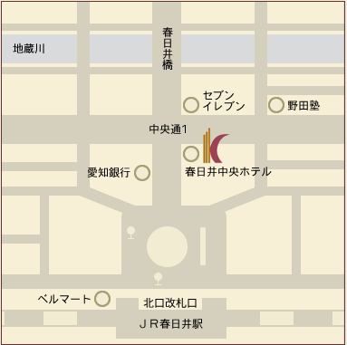 春日井中央ホテルへの概略アクセスマップ