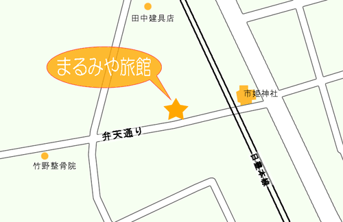 亀川温泉　まるみや旅館への概略アクセスマップ