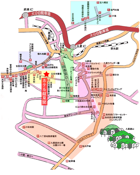 宝泉寺温泉　はんなりおやど　龍泉閣への概略アクセスマップ