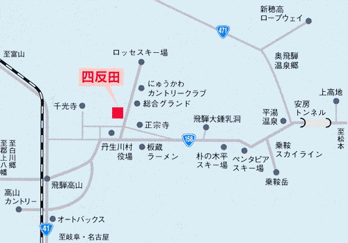 御宿　四反田への概略アクセスマップ