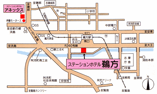ステーションホテル鵜方への概略アクセスマップ