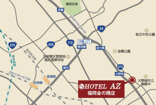ＨＯＴＥＬ　ＡＺ　福岡金の隈店への概略アクセスマップ