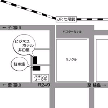 ビジネスホテル井田屋への概略アクセスマップ