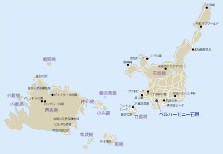 ホテルベルハーモニー石垣島　＜石垣島＞への概略アクセスマップ
