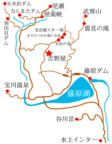 民宿　吉野屋への概略アクセスマップ