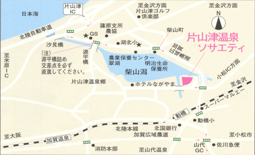 ダイヤモンド片山津温泉ソサエティへの概略アクセスマップ