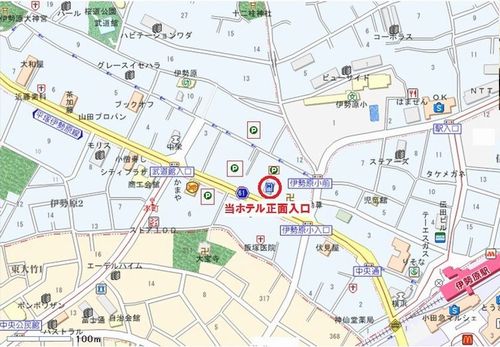 ホテルセレクトイン伊勢原への概略アクセスマップ