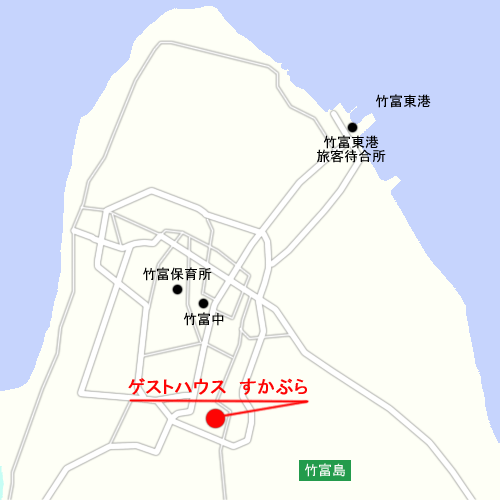 一日一組の宿　すかぶら　＜竹富島＞への概略アクセスマップ