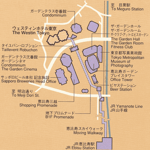 ウェスティンホテル東京への概略アクセスマップ