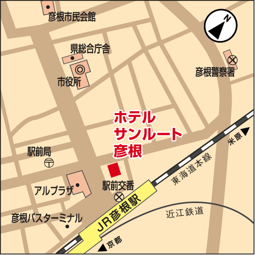 ホテルサンルート彦根の地図画像