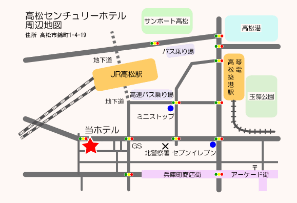 地図：高松センチュリーホテル
