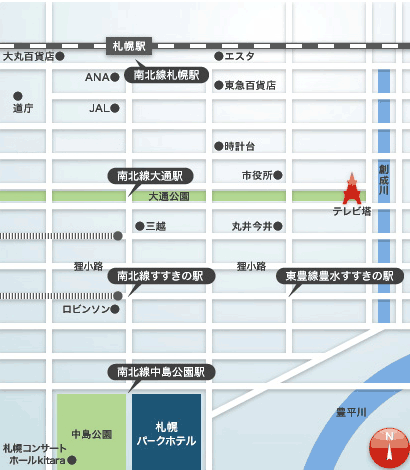 札幌パークホテルへの概略アクセスマップ