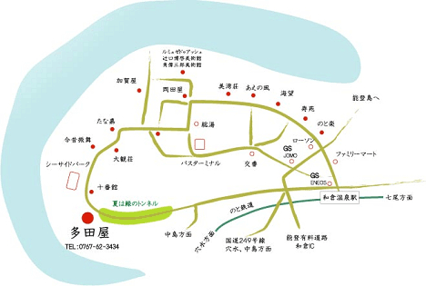 地図：和倉温泉　多田屋
