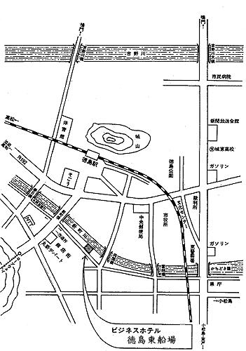 セルフイン　徳島東船場への概略アクセスマップ