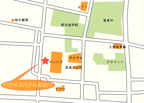 地図：ビジネスホテル長谷川