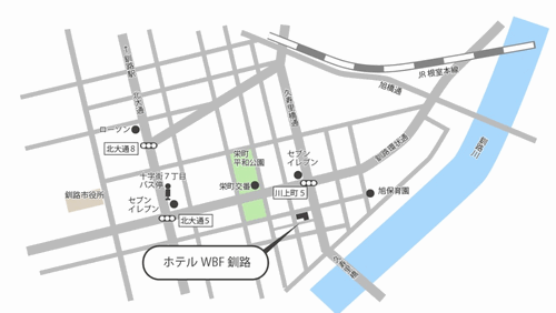 ホテルＷＢＦ釧路への概略アクセスマップ