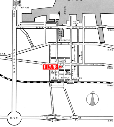 旅館川久米への概略アクセスマップ