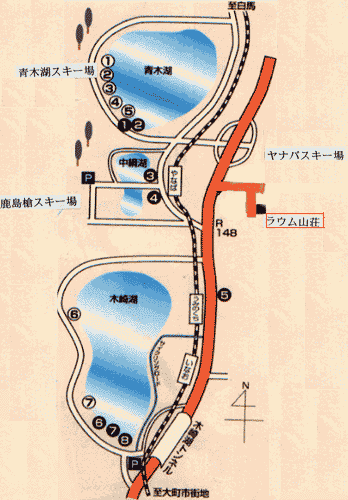 ラウム山荘への概略アクセスマップ