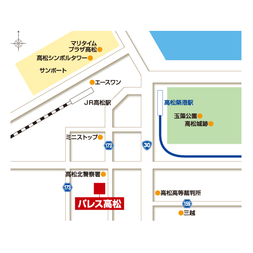 地図：ホテルパレス高松　〜ＰＡＬＡＣＥ　ＴＡＫＡＭＡＴＳＵ〜