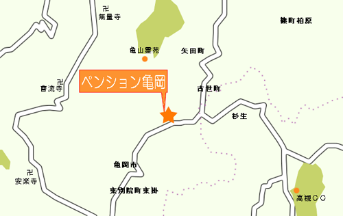 ホテル亀岡への概略アクセスマップ