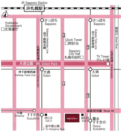 メルキュール札幌への概略アクセスマップ