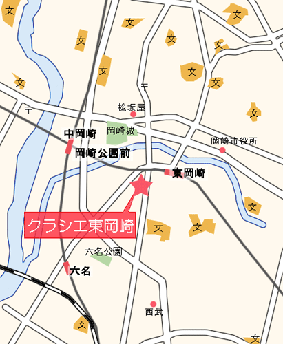 クラシエ東岡崎への概略アクセスマップ