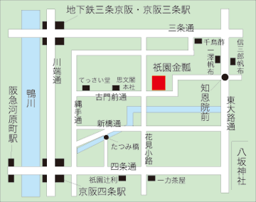 祇園　金瓢への概略アクセスマップ