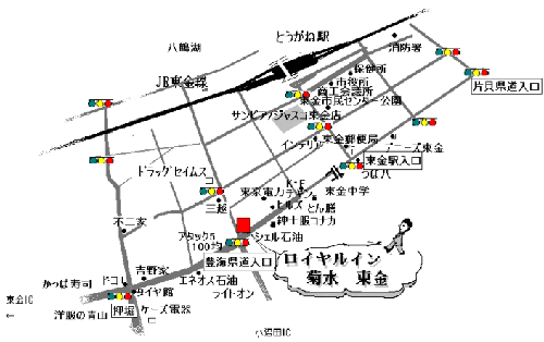 ロイヤルイン菊水・東金への概略アクセスマップ