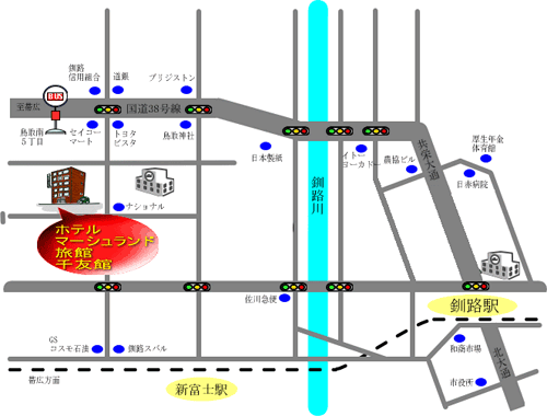 ホテル　マーシュランド別館への概略アクセスマップ