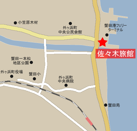 佐々木旅館への概略アクセスマップ