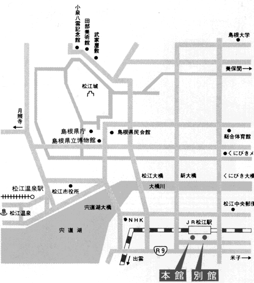 松江プラザホテル本館への概略アクセスマップ