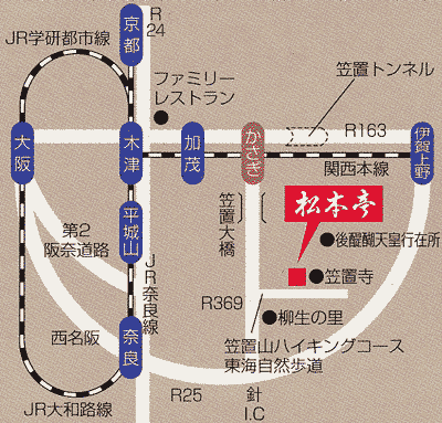 料理旅館　松本亭への概略アクセスマップ