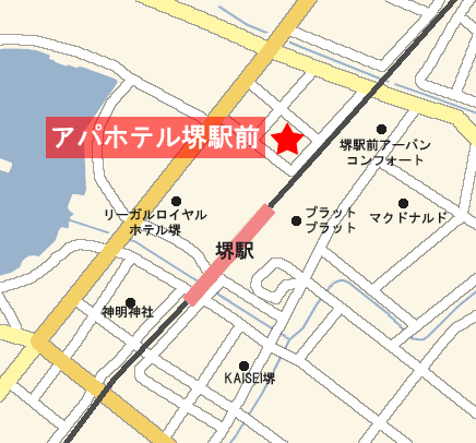 アパホテル〈堺駅前〉への概略アクセスマップ