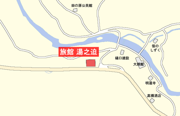 田の原温泉　旅館　湯之迫への概略アクセスマップ