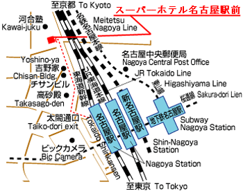 スーパーホテル　名古屋駅前への概略アクセスマップ