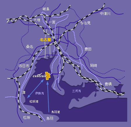 中部国際空港セントレアホテルへの概略アクセスマップ
