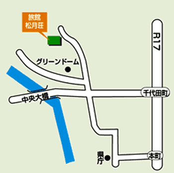 旅館　松月荘への概略アクセスマップ