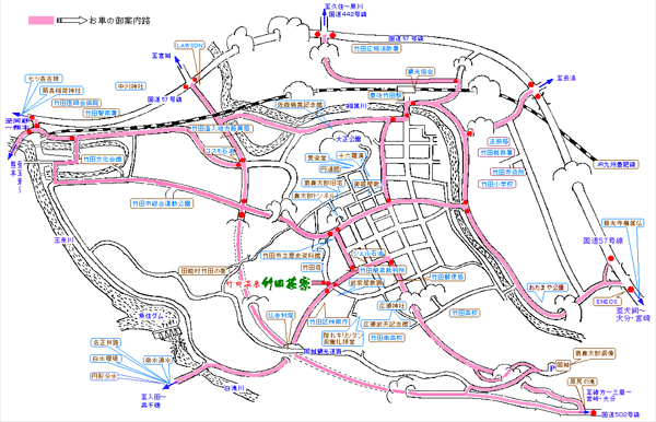 竹田茶寮への概略アクセスマップ