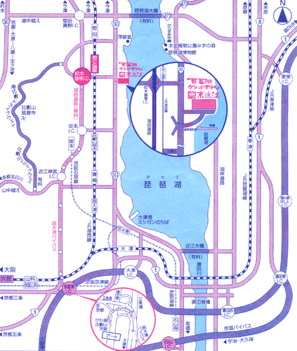京近江への概略アクセスマップ