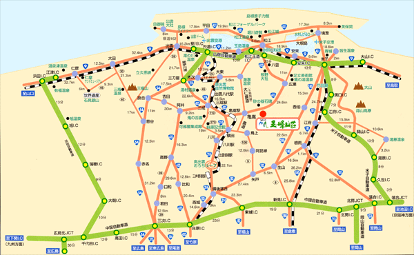 地図：亀嵩温泉　玉峰山荘