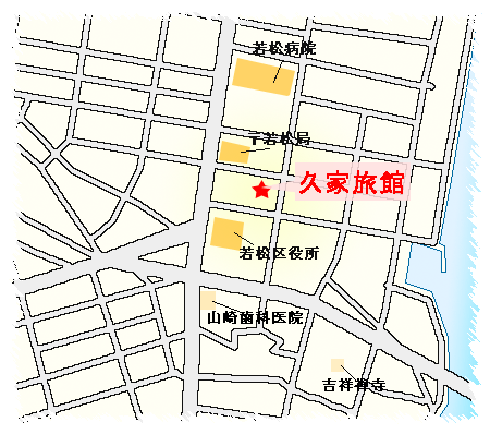 久家旅館＜福岡県＞への概略アクセスマップ